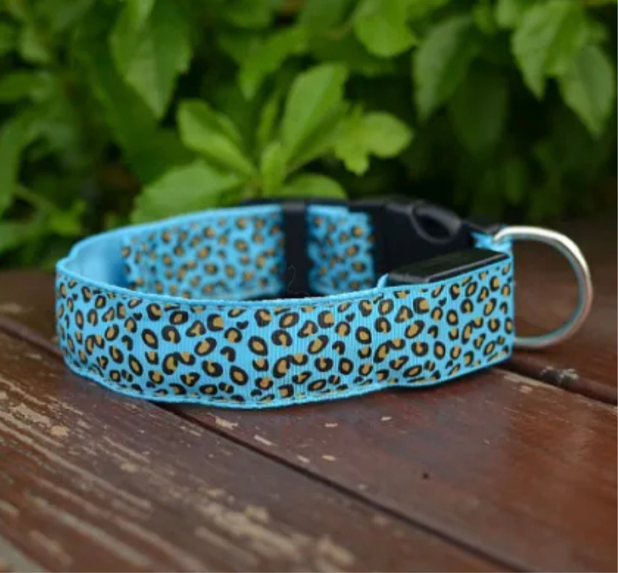 LED Dog Collar Safety Adjustable Nylon Leopard Pet Collar