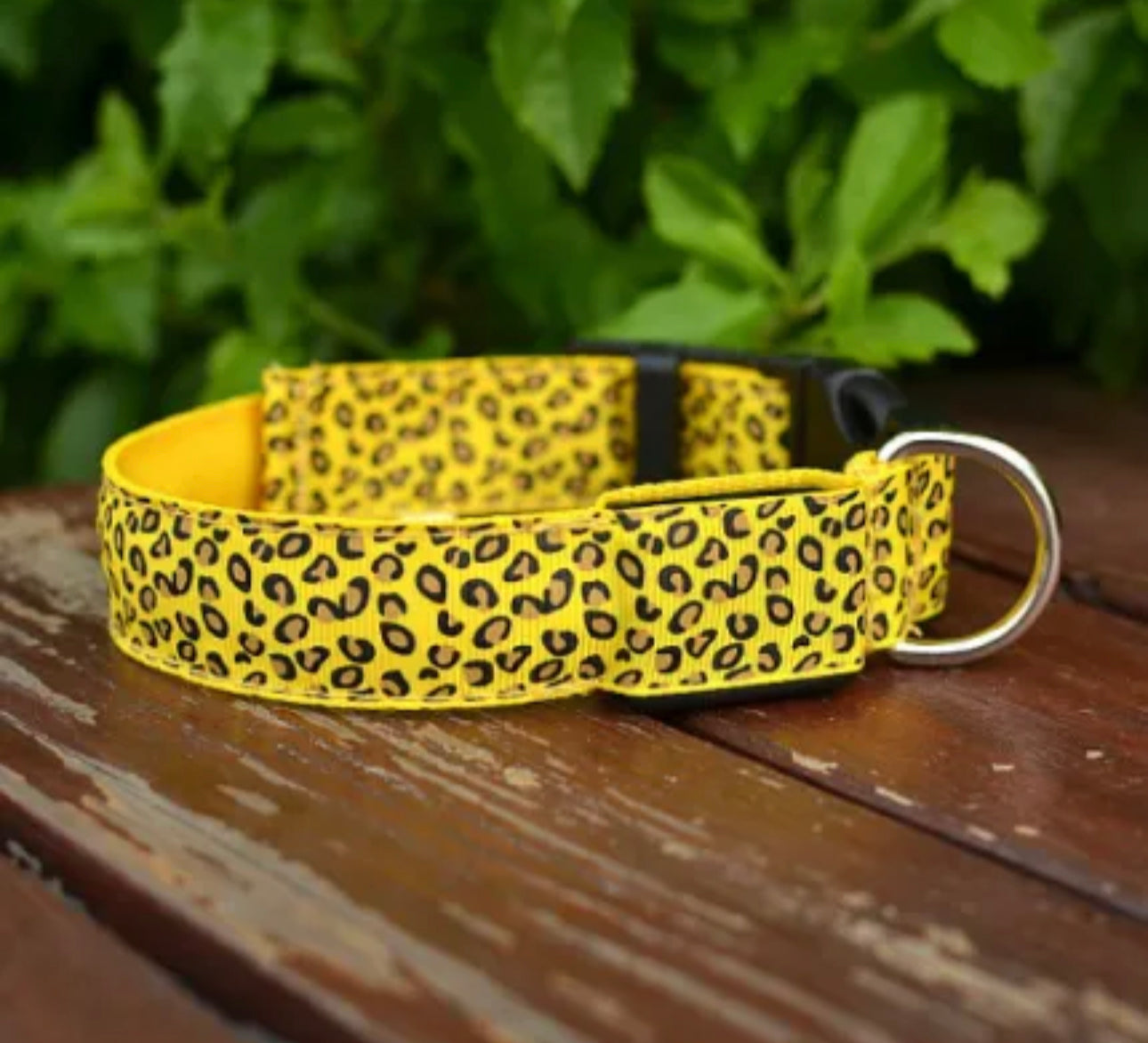 LED Dog Collar Safety Adjustable Nylon Leopard Pet Collar