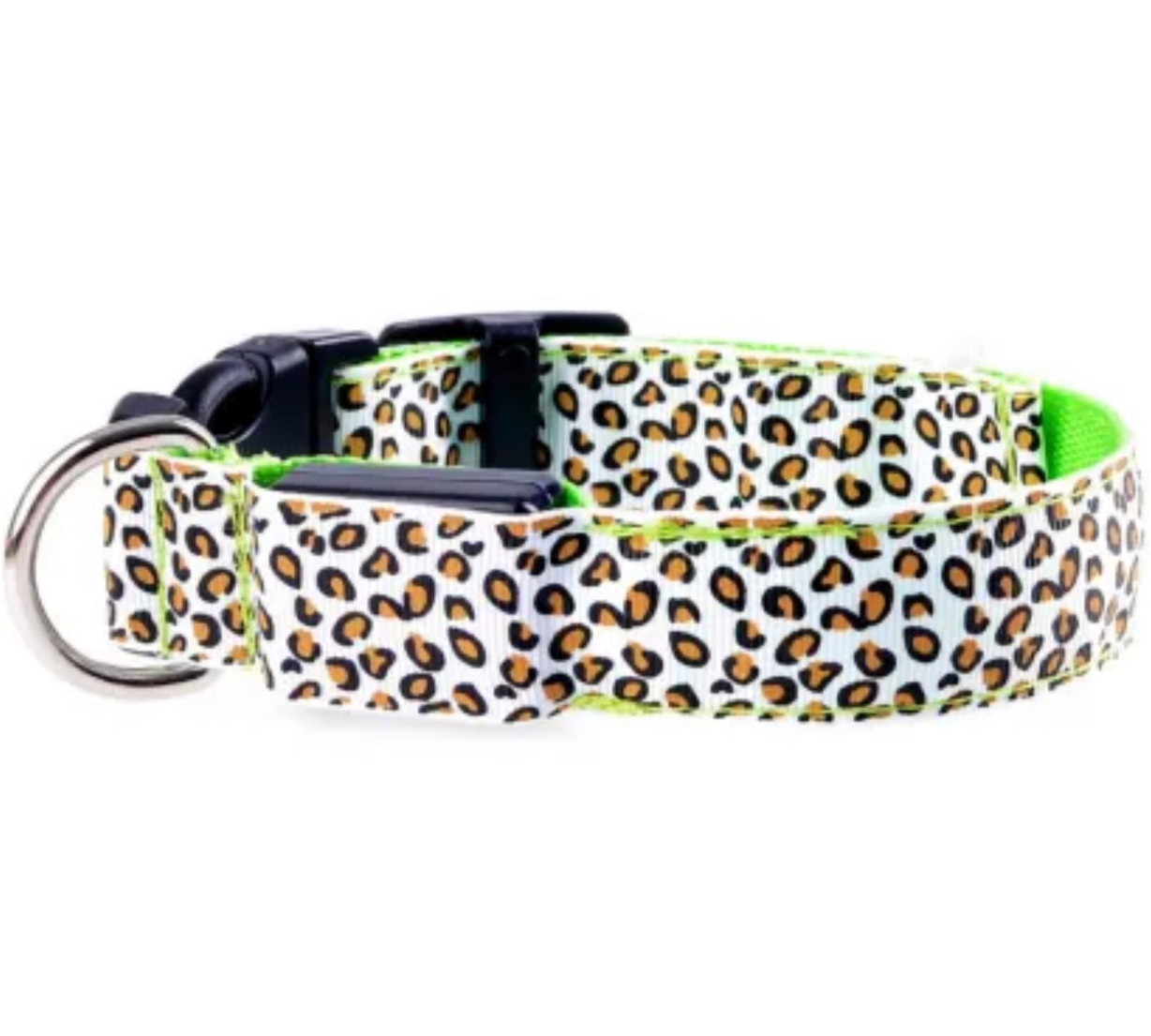 LED Dog Collar Safety Adjustable Nylon Leopard Pet Collar